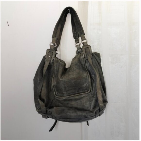 KOOBA Vintage Y-2k Large Greyish Leather Hobo Shoulder Bag - Picture 4 of 6